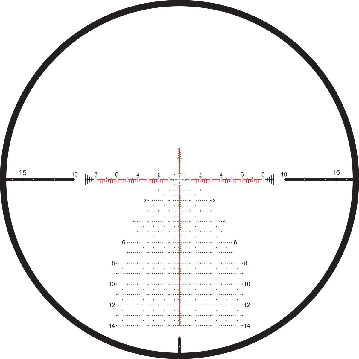 Official FAR2 reticle diagram for the Telson Target Master Victory, with red illuminated centre