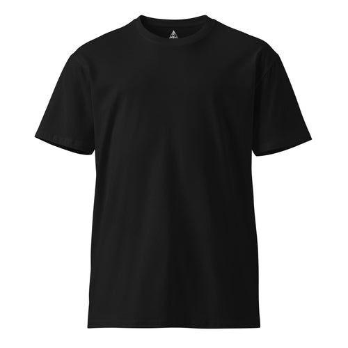 Front view of the black NTHNG EYE T-shirt, showing its plain crew-neck front and short sleeves.